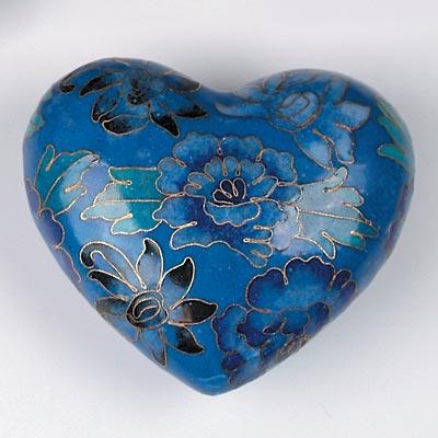 Blue Sapphire Cloisonne Heart Keepsake Urn