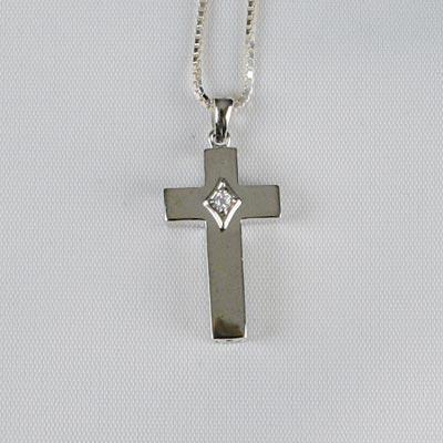 Cross with Clear CZ Stone Necklace